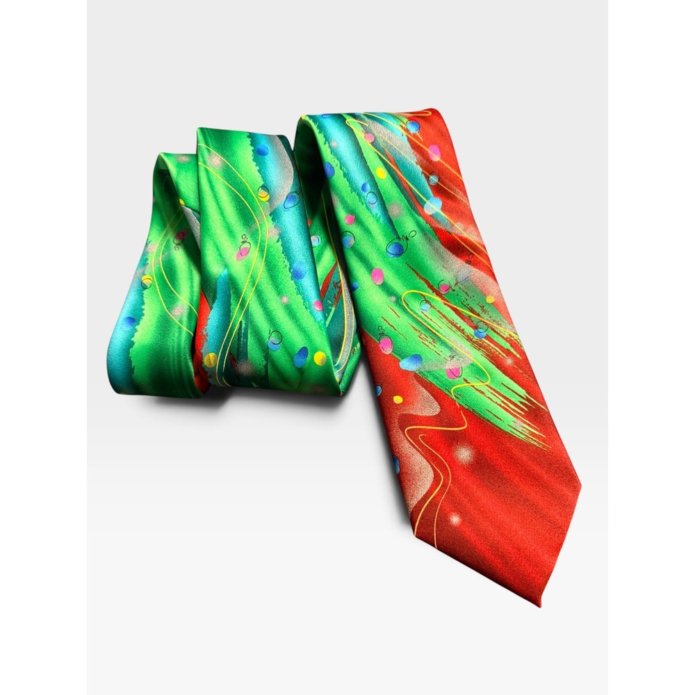 Jerry Garcia Scales Collection 64 Abstract Art Green Red Necktie holiday X-mas